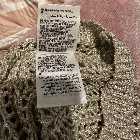 Bar III Silver Knit Short Sleeve Top - Picture 6 of 8